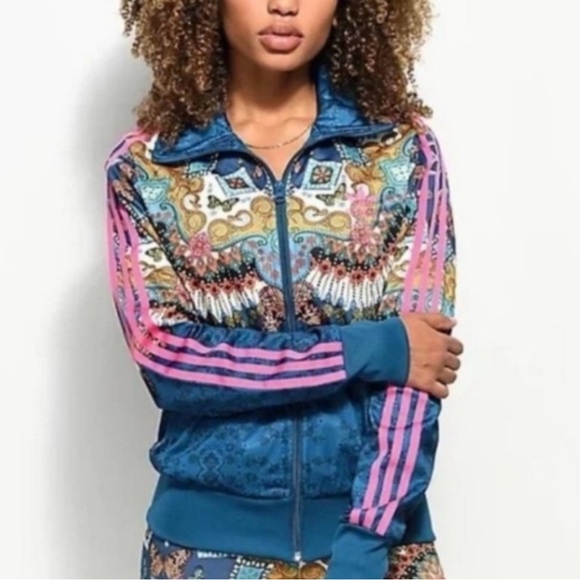 Adidas and FARM RIO Borbomix Multicolor Track Jacket Size Medium - Picture 5 of 10